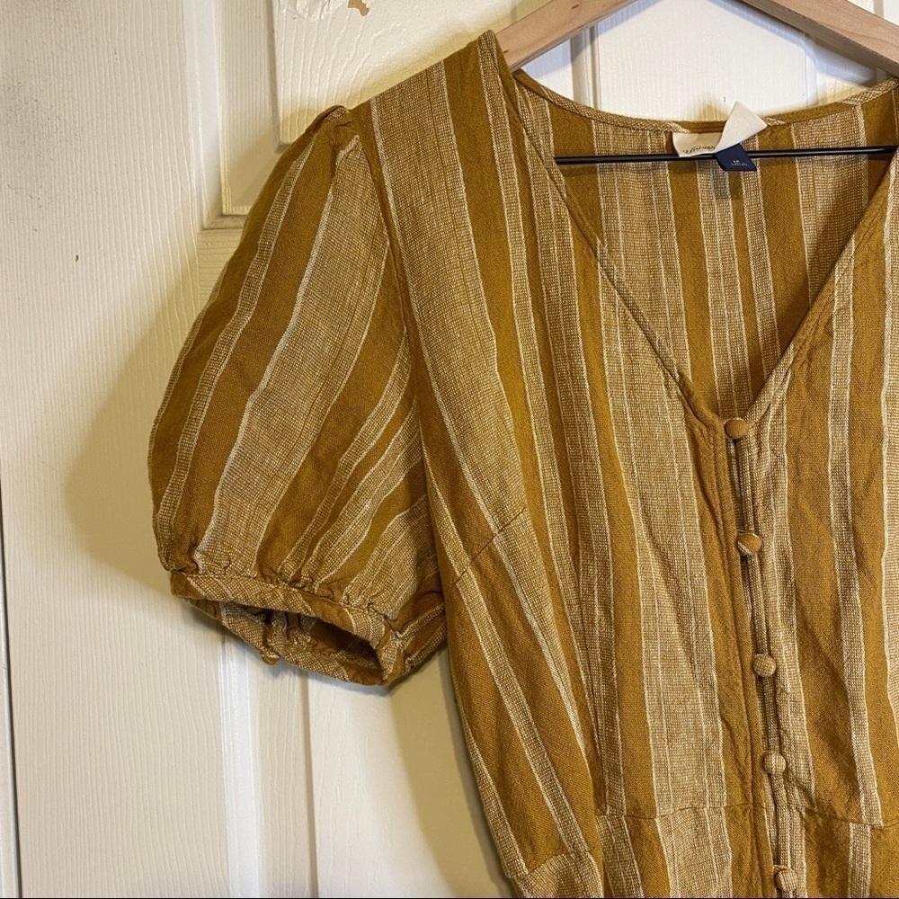 Universal Thread Linen Blend Caramel Oatmeal Stri… - image 3